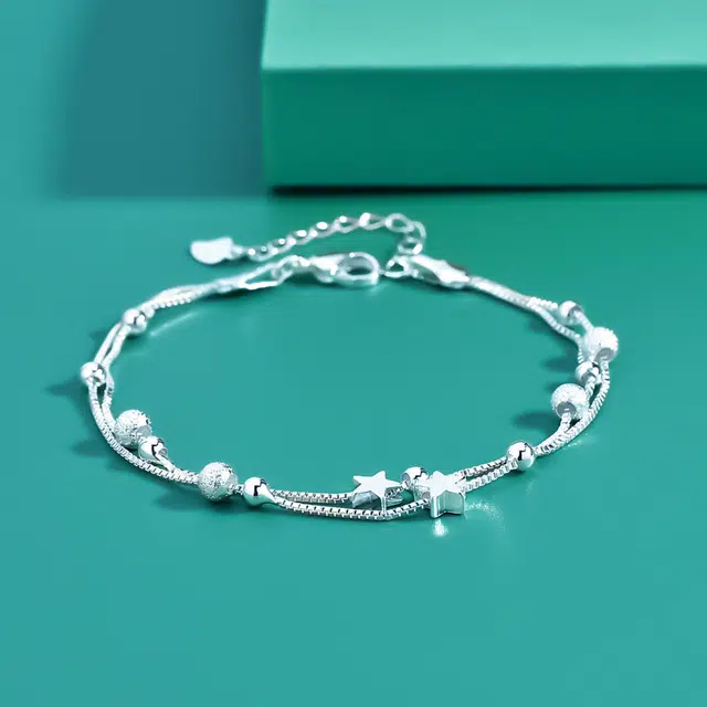 尚银福 浪漫星球 甜美精致轻奢简约百搭小众设计高级日常通勤约会 甜蜜饰爱可调节手饰 好运 合金 手链 女款