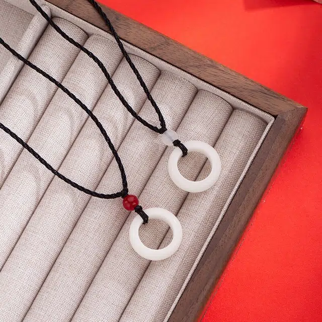 尚银福 平安扣 小众新中式复古国潮简约百搭锁骨链创意指环 菩提子/菩提籽 项链 男女同款情侣款
