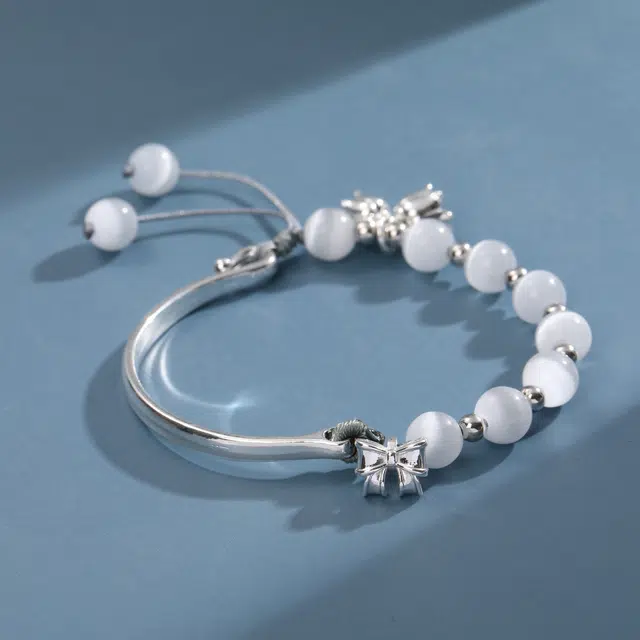 尚银福 在逃公主系列 国潮新中式时尚气质复古轻奢高级感 蝴蝶结铃兰花长命锁串珠编绳套装 菩提子/菩提籽 项链 男女同款情侣款