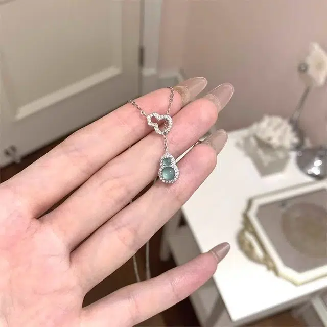 尚银福 好运福禄双全 新中式复古国风小众创意设计 可调节可爱风民族风优雅精致日常通勤百搭葫芦锁骨链 合金 项链 女款