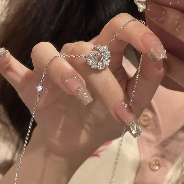 尚银福 幻梦星月系列 浪漫轻奢小众设计高级感森系小清新精致气质 合金 项链 女款