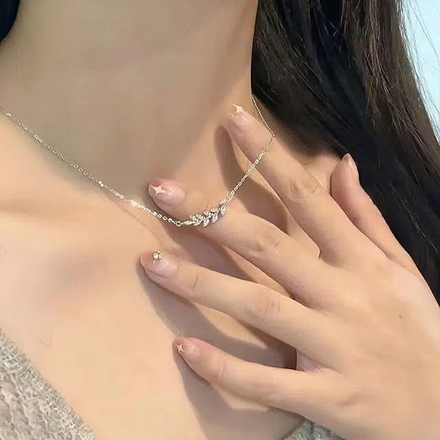 尚银福 穗穗平安系列 森系甜美穗穗平安锁骨链简约轻奢小众设计精致时尚百搭高级感 好运 合金 项链 女款