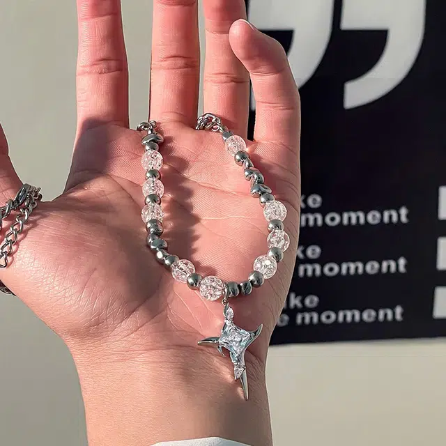 尚银福 潮流时尚嘻哈街头冰裂珠四芒星百搭小众 甜酷个性简约高街风设计 合金 裤链 男女同款情侣款