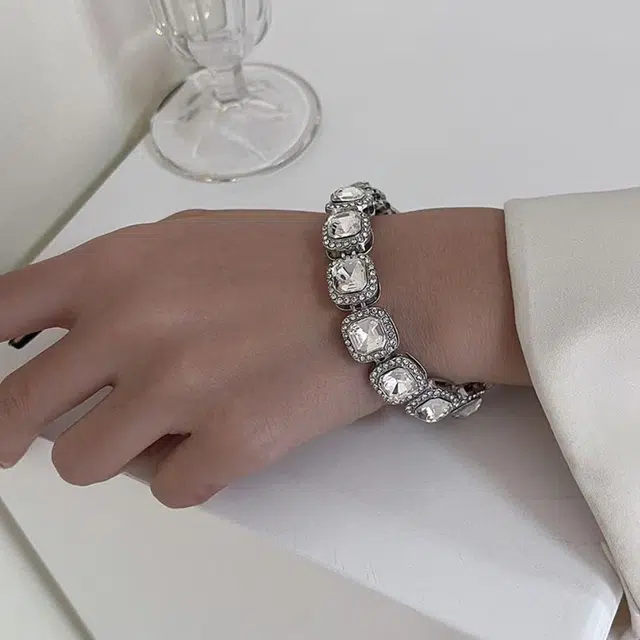 尚银福 四方冰糖 古巴嘻哈小众设计极简冷淡风轻奢气质高级感 国潮国风复古百搭简约大气手饰 合金 手链 女款