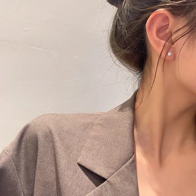 尚银福 闪耀圆钻 精致小巧森系小清新时尚优雅气质百搭耳饰 合金 耳钉 女款