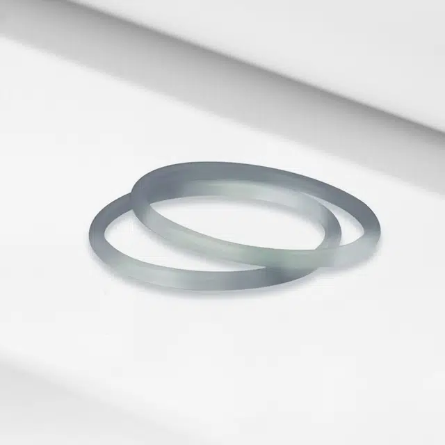 尚银福 天青色等烟雨 国潮新中式轻奢精致复古高级感 仙气古风气质一步一响圆条细条 琉璃 玉石手镯 女款