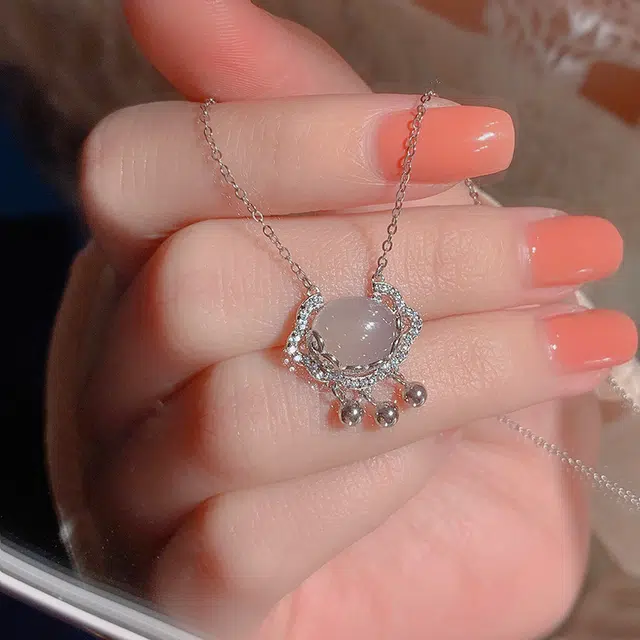 尚银福 纳福长命平安锁 在逃公主设计感小众高级简约浪漫 萌趣猫咪平安扣半镯项链系列 梦幻氛围感精致转运招财纳福 织物 手绳 女款