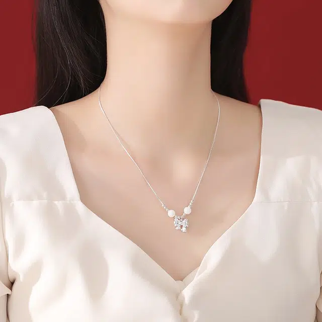 尚银福 在逃公主系列 国潮新中式时尚气质复古轻奢高级感 蝴蝶结铃兰花长命锁串珠编绳套装 菩提子/菩提籽 项链 男女同款情侣款