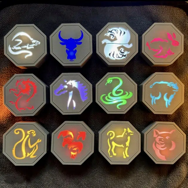 尚银福 十二生肖符咒 国风新中式卡通搞怪周边创意设计 可发光精致时尚趣味小动物#好运 合金 挂件 男女同款情侣款