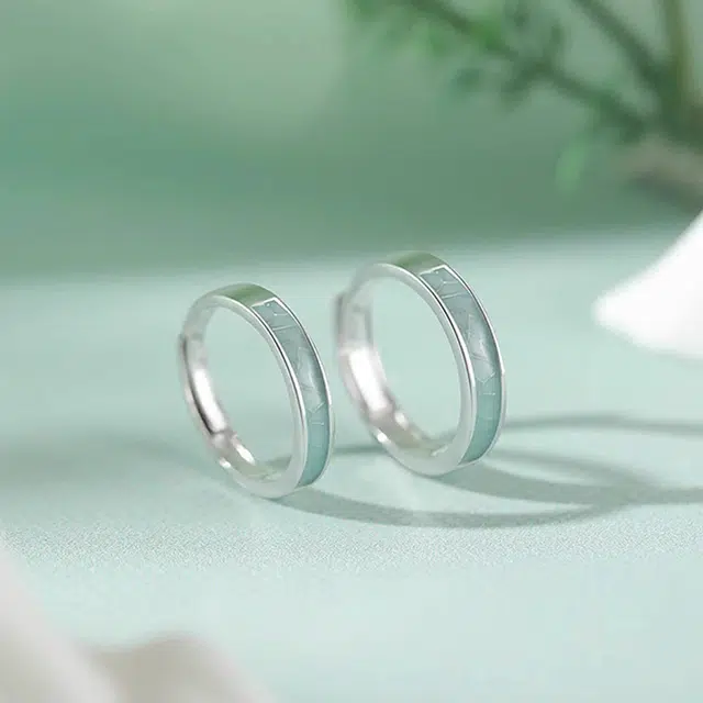 尚银福 青花瓷 国潮新中式气质精致轻奢高级感 小众设计珐琅开口可调节 合金 戒指 男女同款情侣款