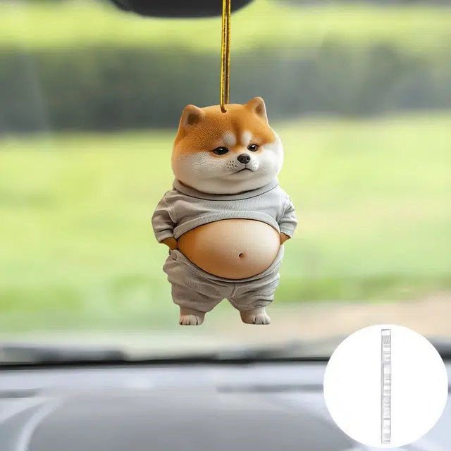 尚银福 萌趣大肚小狗 韩系萌趣卡通 精致简约时尚森系小清新小众高级感日常通勤百搭 合金 挂件 男女同款情侣款