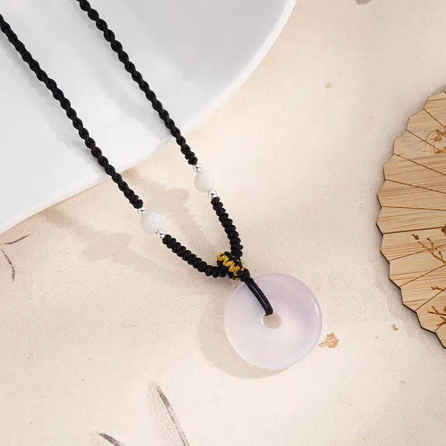 尚银福 吉祥平安扣 轻奢小众高级感 新中式复古国潮几何转运圆珠编织绳 菩提子/菩提籽 项链 通用