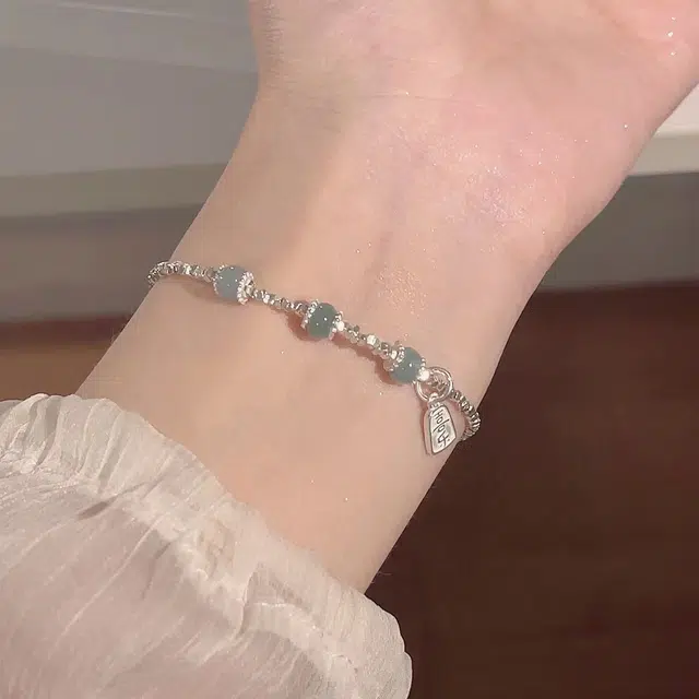 尚银福 碎碎平安 新中式小巧梦幻唯美碎银子转运珠平安喜乐福牌精致小众设计高级感日常百搭可调节手饰 合金 手链 女款