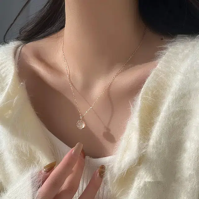 尚银福 如意平安锁 复古简约精致轻奢甜美气质国风祥云清冷感招财纳福长命锁吊坠本命年大方百搭高级感锁骨链 合金 项链 女款