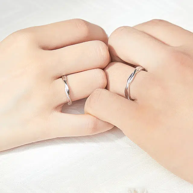 尚银福 莫比乌斯对戒个性小众百搭简约高级感开口可调节 合金 戒指 男女同款情侣款