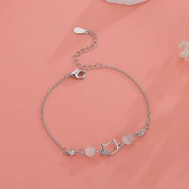 尚银福 甜美可爱猫咪 森系少女感俏皮甜美仙气气质小清新优雅温柔 精致小巧简约高级感设计闪耀灵动锁骨链 合金 项链 女款