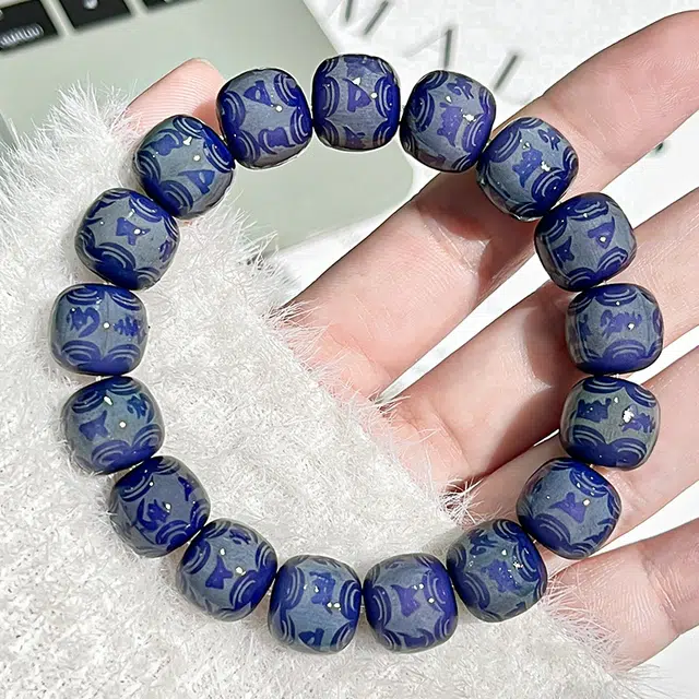 尚银福 六字箴言 字箴言新中式国风复古 单圈绕指柔佛珠 文玩念珠文艺风手饰 菩提子/菩提籽 手串 男女同款情侣款