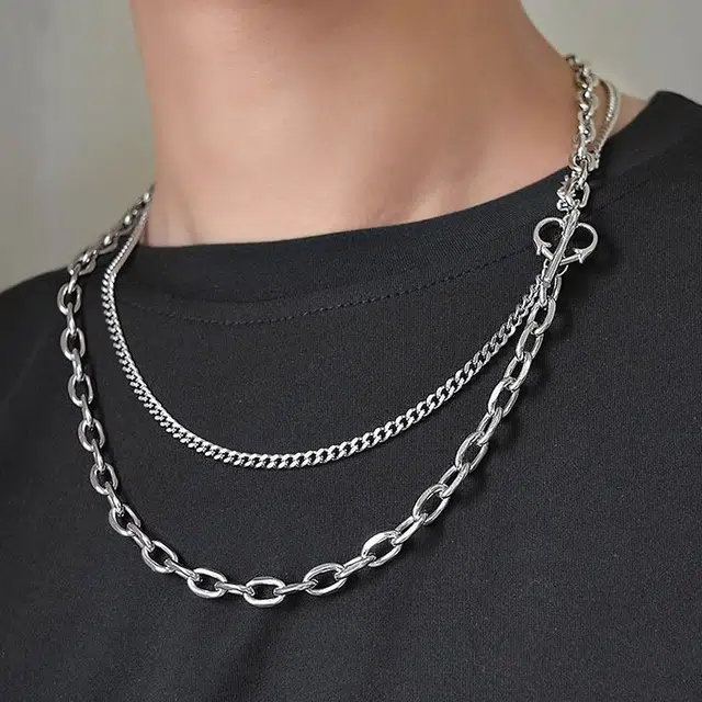 尚银福 二合一叠戴 双层爱心 美式个性拼接嘻哈街头时尚潮酷小众设计 极简风轻奢高级感精致个性百搭 合金 裤链 男女同款情侣款