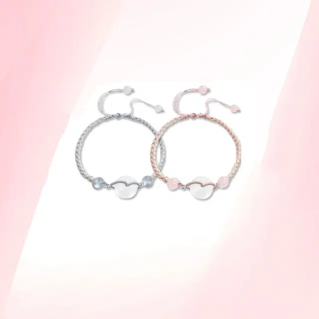 尚银福 经典时尚纳福平安扣系列 新中式复古国风简约气质高级感百搭国潮风 轻奢高级感几何圆环转运珠 织物 手绳 男女同款情侣款