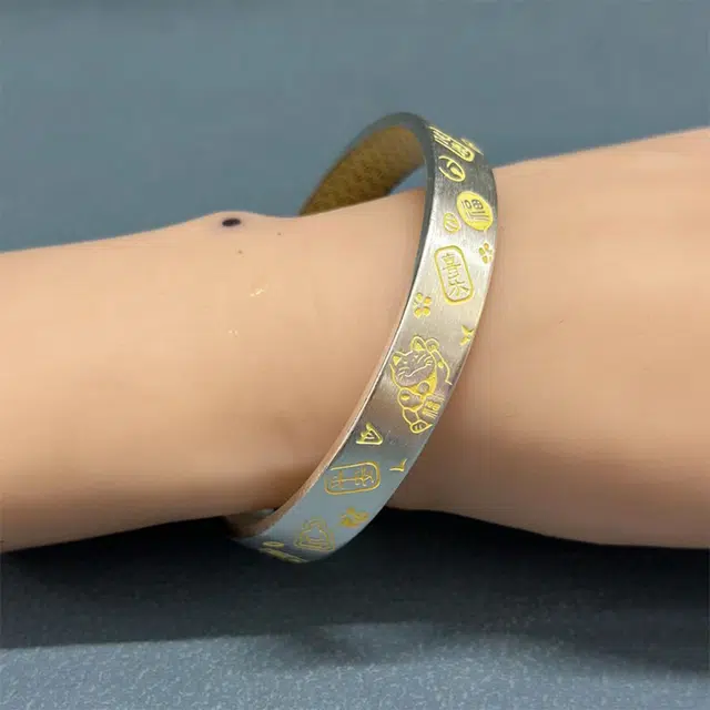 尚银福 平安喜乐猫咪 国潮复古新中式平安转运简约精致优雅气质创意设计可调节 好运 合金 手镯 女款