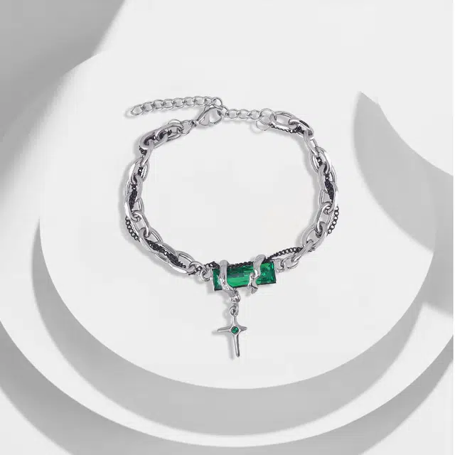 尚银福 绿野仙踪 欧美街头嘻哈潮流甜酷帅 十字星芒流苏缠绕甜蜜饰爱小众设计高级感 合金 手链 男女同款情侣款