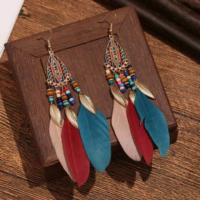 尚银福 新中式复古民族风波西米亚耳饰 时尚高级感小众创意设计 异域风情流苏古典优雅甜美个性日常通勤百搭 合金 耳环 女款