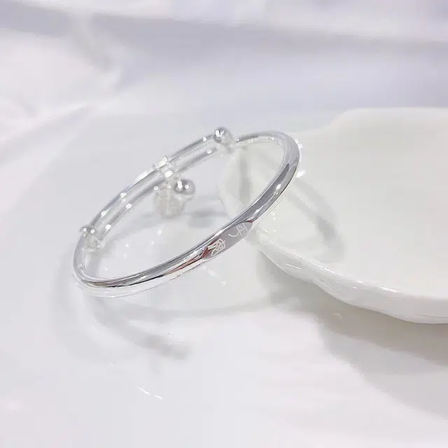 尚银福 平安喜乐 新中式复古国风轻奢高级感简约精致气质百搭可调节推拉 合金 手镯 女款