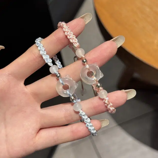 尚银福 灵猫守护系列 国潮新中式时尚优雅气质轻奢高级感 萌趣可爱在逃公主猫耳平安扣编织绳手饰 织物 手绳 男女同款情侣款