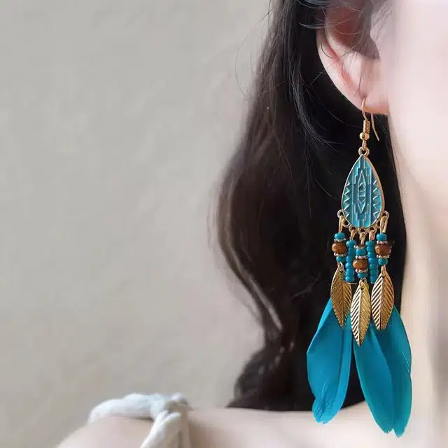 尚银福 新中式复古民族风波西米亚耳饰 时尚高级感小众创意设计 异域风情流苏古典优雅甜美个性日常通勤百搭 合金 耳环 女款