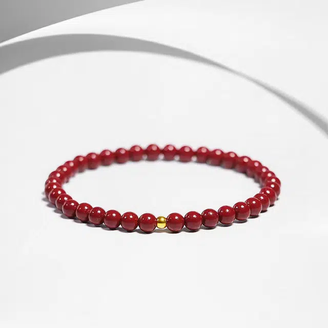 尚银福 朱事顺意 新中式国潮古风红色串珠转运珠 再造辰砂 朱砂 玉石手串 女款
