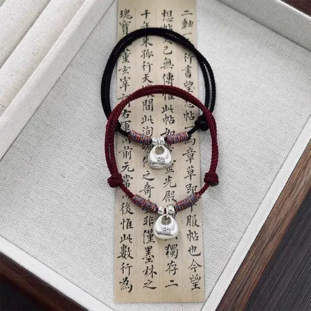 尚银福 万福金安 如意小胖福 新中式国潮传承高级感 本命年民族风五彩缠线手工编绳 织物 手链 男女同款情侣款