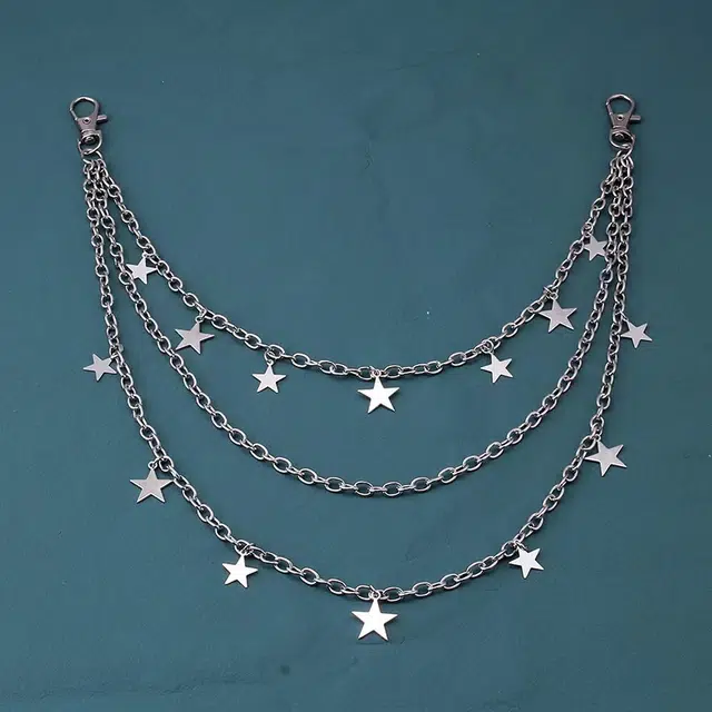 尚银福 个性满天繁星 摇滚嘻哈街头潮酷百搭简约 经典时尚欧美小众 中性风甜酷通勤精致痞帅浪漫非主流 合金 裤链 男女同款情侣款