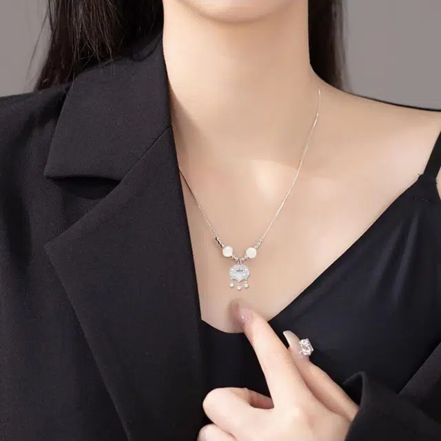 尚银福 平安长命锁系列 国潮新中式时尚气质复古轻奢高级感 森系小清新平安锁串珠编绳套装 菩提子/菩提籽 项链 女款