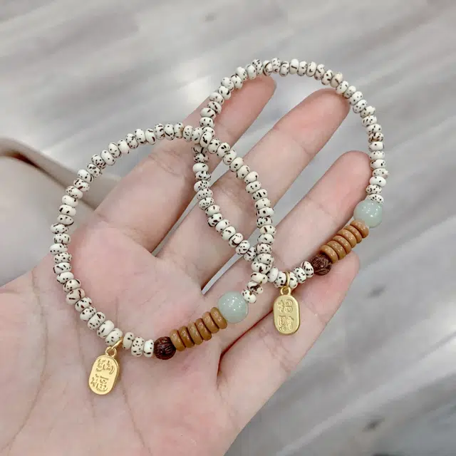 尚银福 星月 招财纳福牌新中式国潮复古风 转运小珠子平安招财 盘玩文玩手饰 菩提子/菩提籽 手串 男女同款情侣款