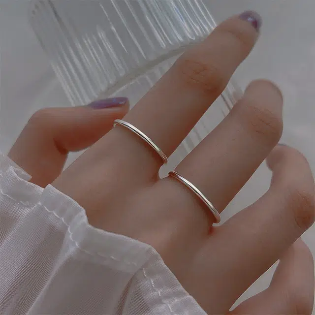 尚银福 光面素圈 简约高级光圈尾戒食指细款单人单戒 日常百搭素圈光面指环 合金 戒指 女款