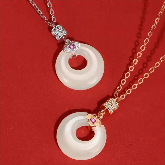 尚银福 小蛮腰平安扣 新中式国潮灵动闪耀转运祥云高级优雅气质经典温柔大气轻奢复古民族风锁骨链 合金 项链 女款