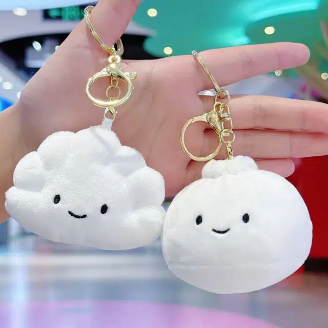 尚银福 森系卡通可爱早餐美食系列 仿真食玩钥匙扣包子饺子 甜美萌趣时尚百搭治愈系包包书包挂饰 毛绒 挂件 男女同款情侣款