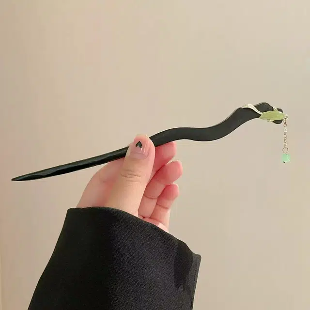 尚银福 如鱼得水民族风 精致小巧仙气温柔新中式复古国风小众创意设计发钗盘发 汉服旗袍百搭锦鲤流苏发饰 木头 发簪 女款