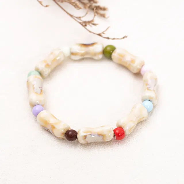 尚银福 渐变枫叶 新中式复古国风时尚简约轻奢高级感 森系小清新百搭手饰 陶瓷 手串 女款