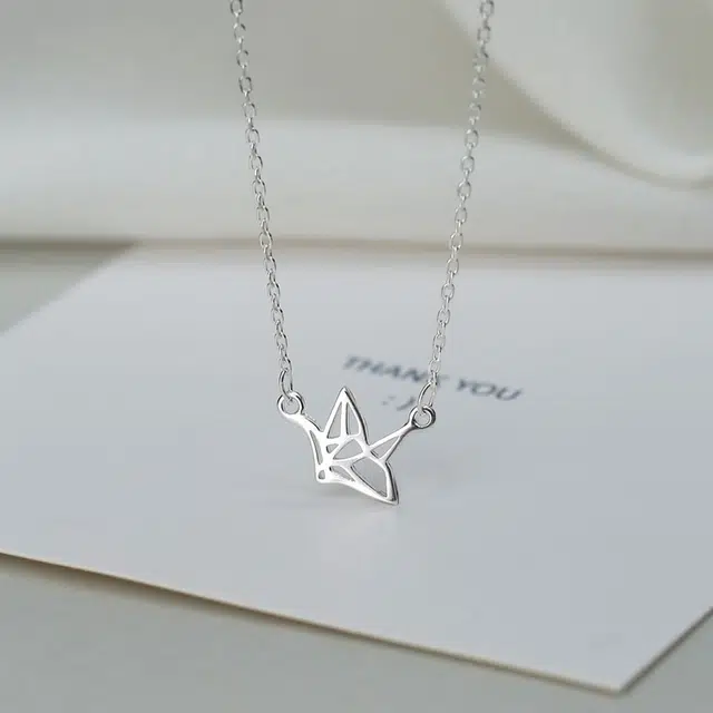 尚银福 千纸鹤气质精致轻奢高级感颈链饰品 甜美少女心小众设计锁骨链 合金 项链 女款