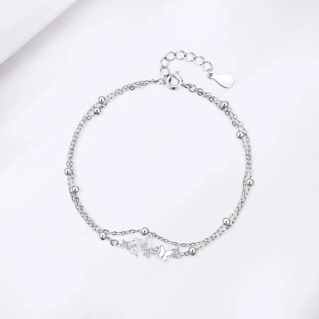 尚银福 梦幻蝶舞系列 冷淡风小众设计感 森系甜美精致气质高级感蝴蝶效应锁骨链套装 好运 合金 项链 女款