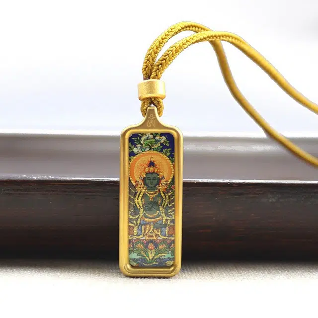 尚银福 精致本命年八大守护神 国潮新中式复古国风十二生肖唐卡 国潮民族风藏式无事牌配饰个性设计毛衣链 合金 项链 男女同款情侣款