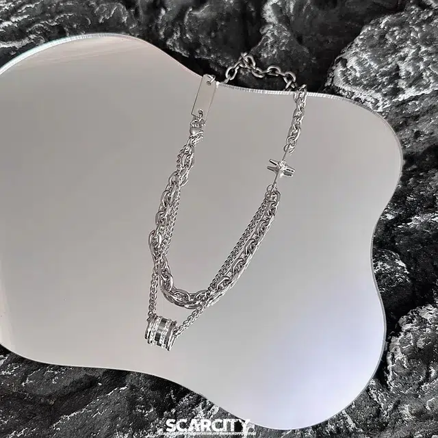 尚银福 双层拼接星芒小蛮腰 潮酷复古痞帅嘻哈街头时尚潮流中性风小众设计 美式气质百搭裤饰项链二合一叠戴 合金 裤链 男女同款情侣款