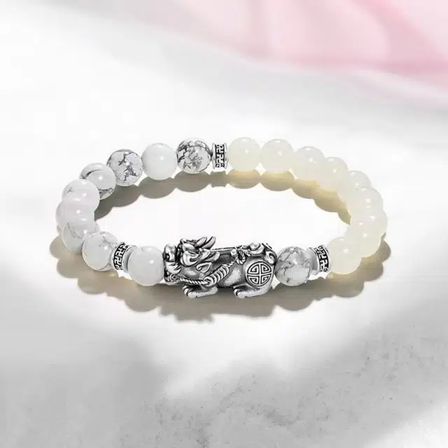 尚银福 复古貔貅 复古新中式小众设计高级感 光面立体悬挂铜钱纳福吞金兽串珠 菩提子/菩提籽 手串 男女同款情侣款