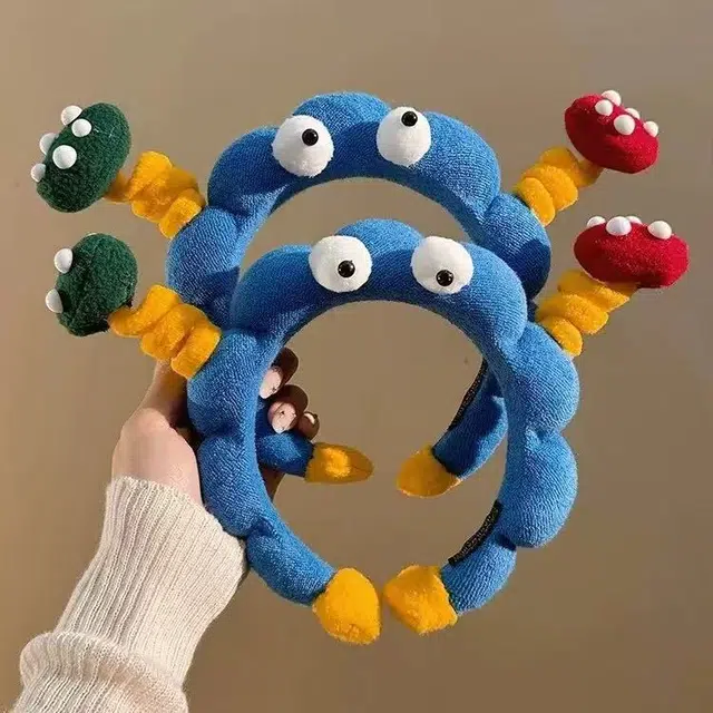 尚银福 可爱小怪兽 萌趣可爱扭扭棒蘑菇 甜美化妆拍照搞怪专用防滑高压头发高颅颅顶发饰 织物 发簪 男女同款情侣款