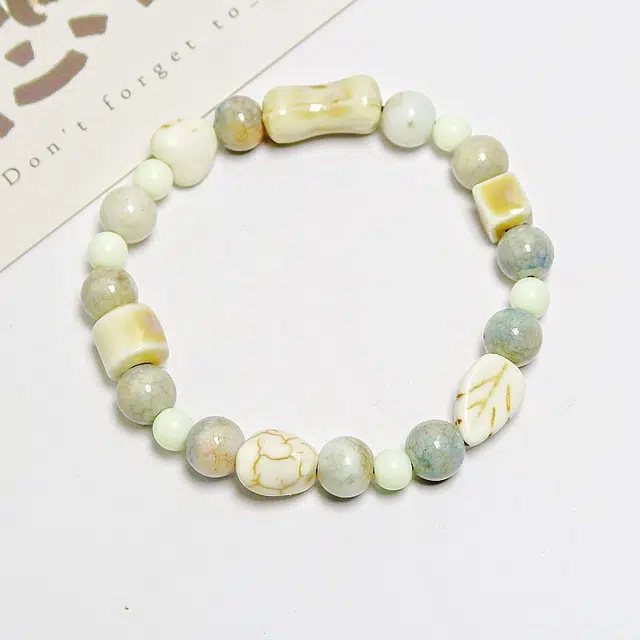 尚银福 渐变枫叶 新中式复古国风时尚简约轻奢高级感 森系小清新百搭手饰 陶瓷 手串 女款