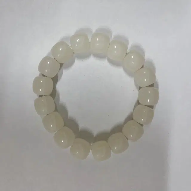 尚银福 牛奶白玉桶珠静心佛珠新中式国潮文玩盘玩绕指柔 菩提子/菩提籽 手串 男女同款情侣款