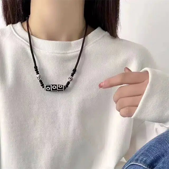 尚银福 百搭九眼天珠 考试学业事业顺利上岸 金榜题名 福禄吉祥#好运 黑檀 项链 男女同款情侣款