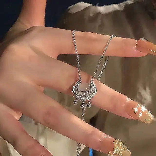 尚银福 平安锁蝴蝶结系列 平安锁蝴蝶结 国潮新中式年轻时尚气质轻奢高级感 森系小清新灵动长命锁半镯串珠套装 菩提子/菩提籽 手链 女款