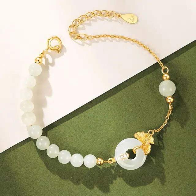 尚银福 三生有杏 新中式国潮高级感设计 吉祥如意转运珠 琉璃 玉石手链 女款